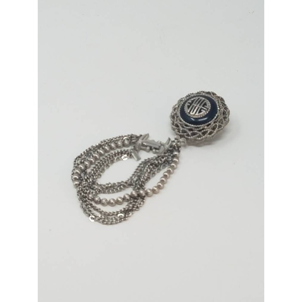 Vtg 1950's CAPRI bracelet signed pendant filigree design mid century silver tone